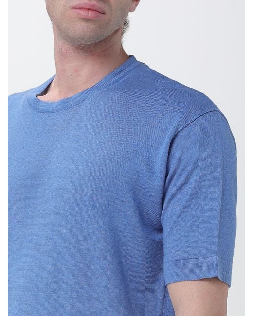 Kangra Blue Linen Crew Neck Knitwear for men