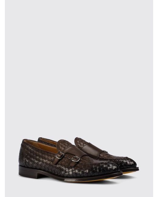 Doucal's White Braided Leather Monk Strap for men