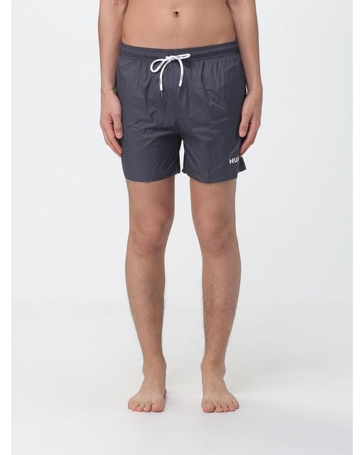 HUGO Blue Polyester Boxer Swim Trunks for men