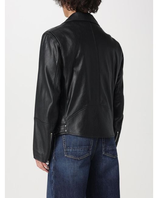 McQueen Black Leather Outerwears for men
