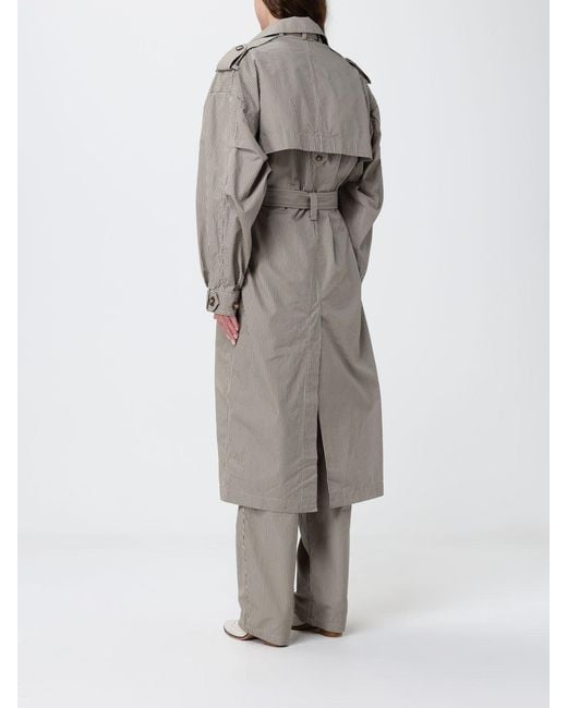 Isabel Marant Gray Striped Cotton Double-Breasted Trench Coat