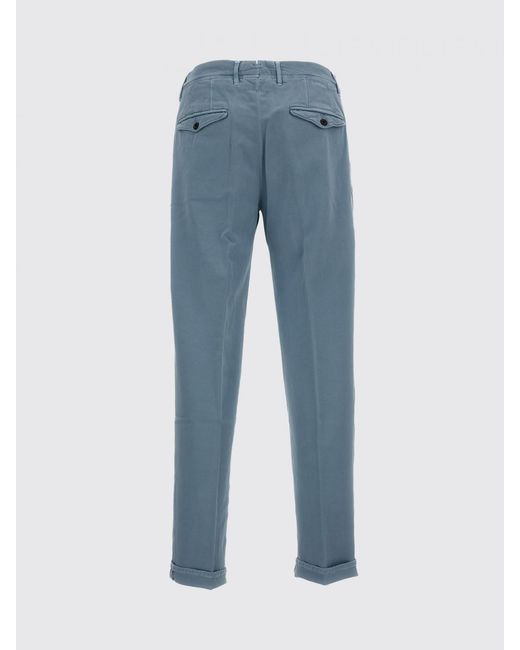 Incotex Blue Cotton And Linen Chino Trousers for men
