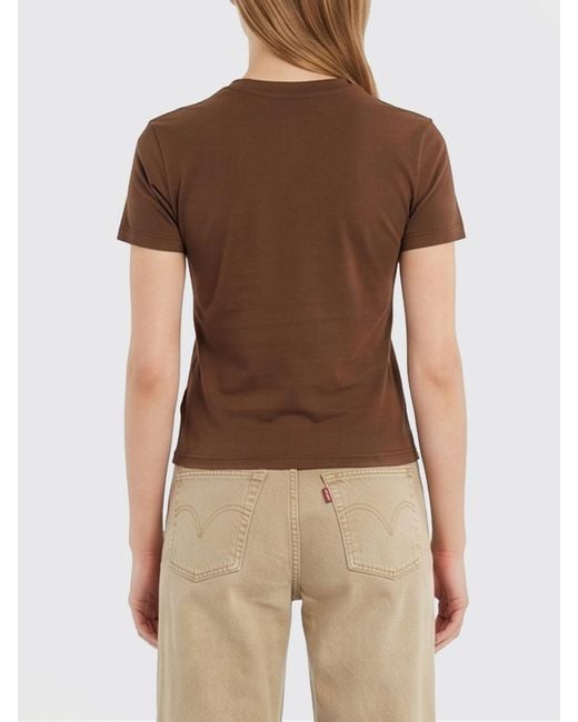 Dickies Brown Maple Valley Cropped Cotton T-Shirt With Printed Logo