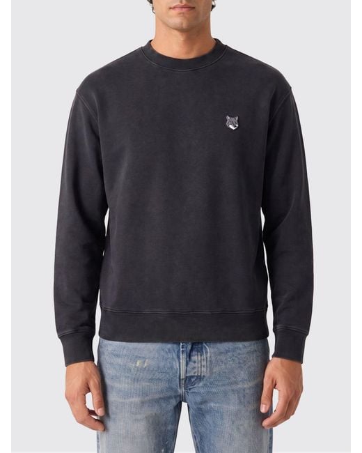 Maison Kitsuné Blue Maison KitsunÉ Cotton Crew-Neck Sweatshirt With Embroidered Chillax Fox Logo for men