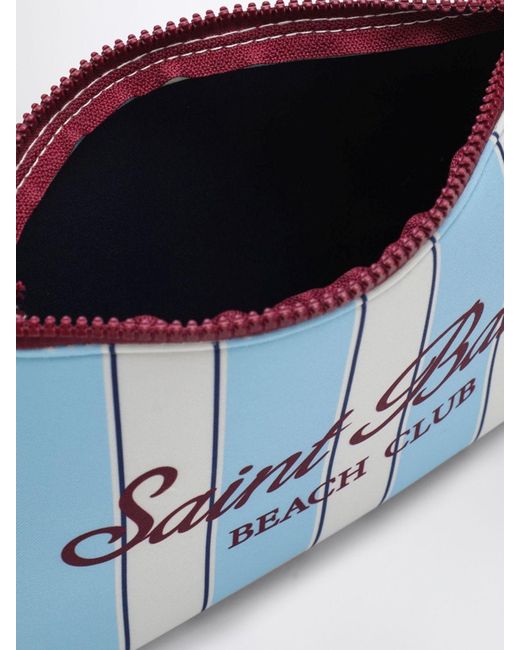 Mc2 Saint Barth Blue Aline Striped Polyester Pouch for men