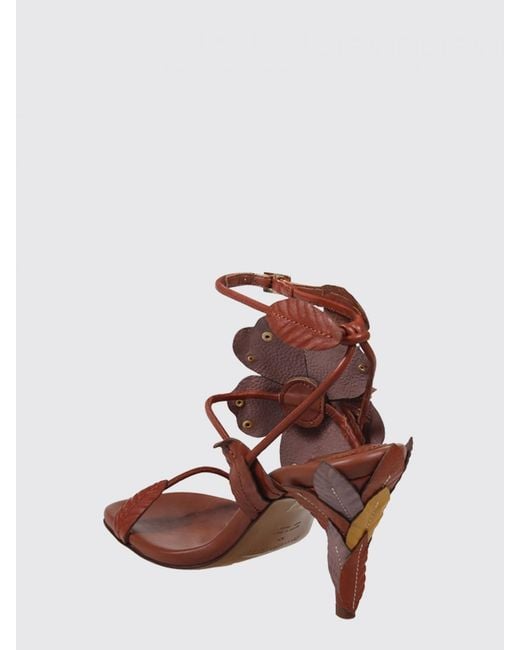 Zimmermann Brown Brightside Leather Sandal With Applied Flower