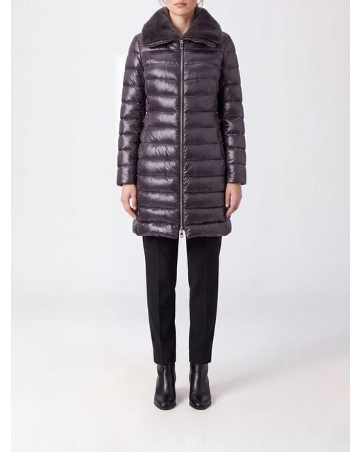 Herno Blue Knee-Length Down Jacket
