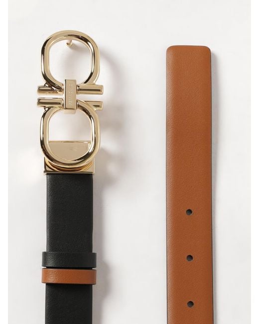 Ferragamo Black Gancini Calfskin Leather Belt