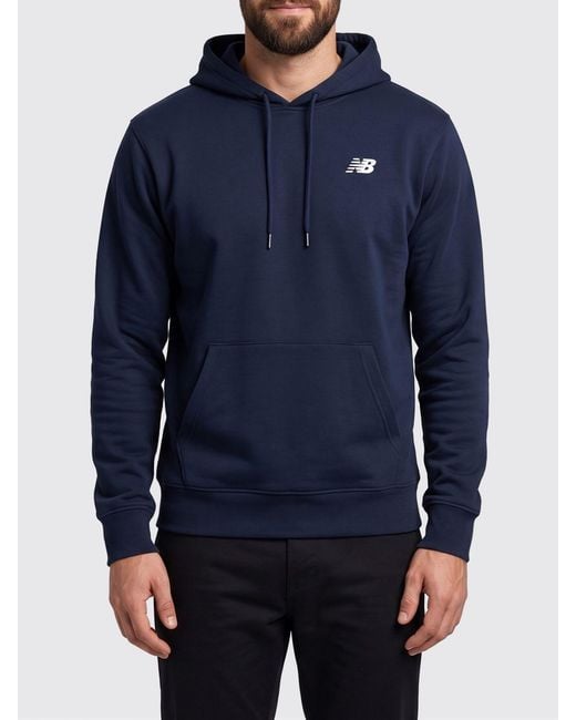 New Balance Blue Cotton Hoodie With Logo for men