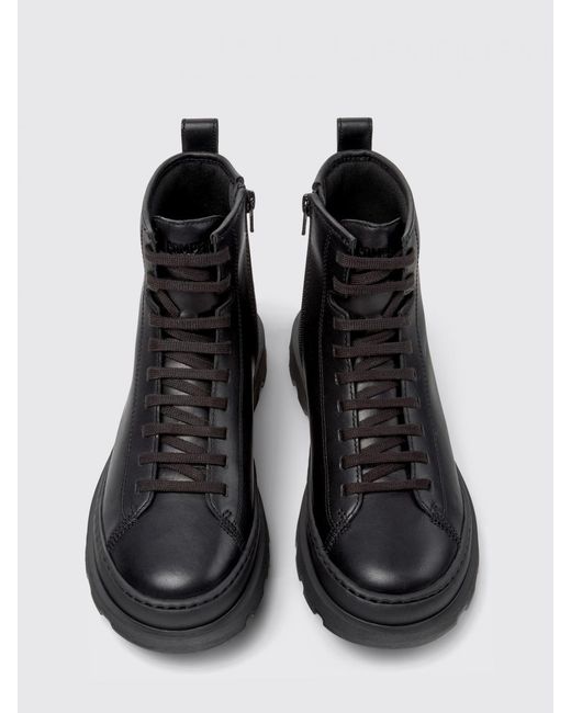 Camper Black Brutus+ Leather Ankle Boot