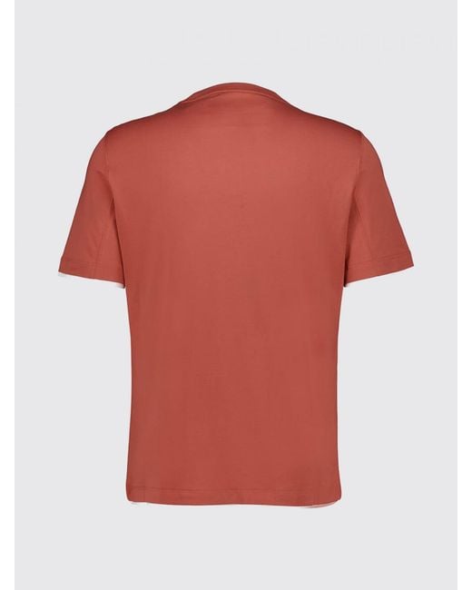 Brunello Cucinelli Red Basic Cotton T-Shirt for men