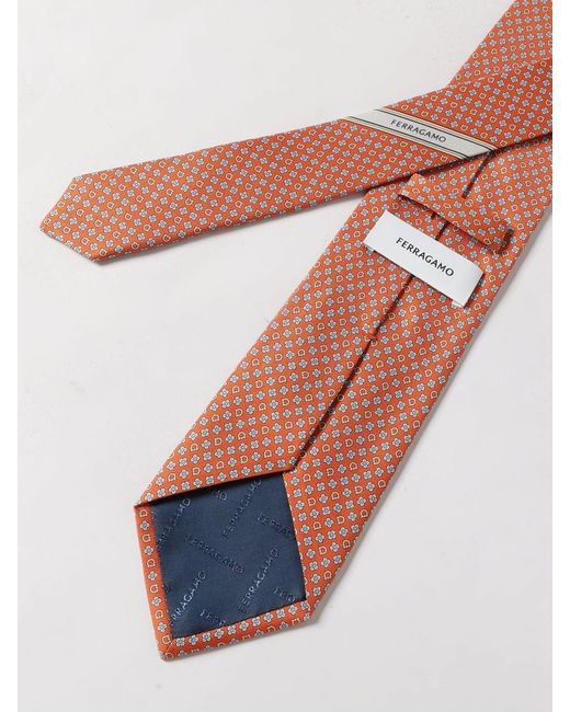 Ferragamo White Gancini Floral Print Silk Tie for men