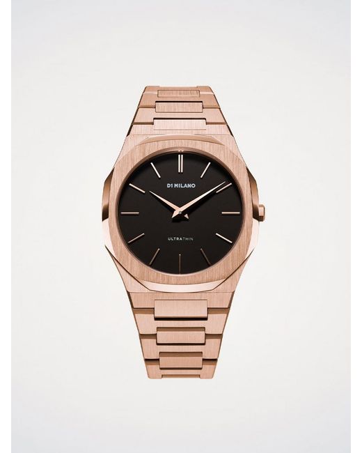 D1 Milano Black Ultra Thin Re_Rosegold 40 Mm Watch for men
