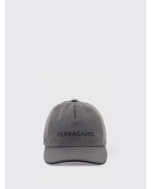Cappello in canvas di cotone con logo di Ferragamo in Gray da Uomo