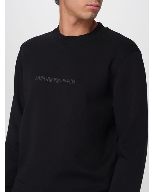 Emporio Armani Black Crew Neck Sweatshirt With Logo for men