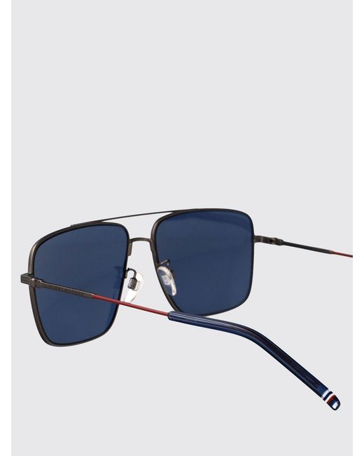 Tommy Hilfiger Blue Aviator Metal Sunglasses With Double Bridge for men
