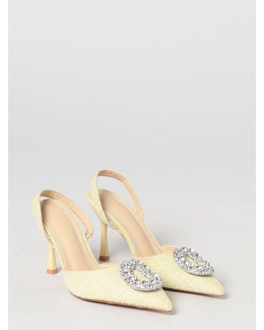 Twentyfourhaitch Natural Tortuga Tweed Slingbacks With Jewel Buckle