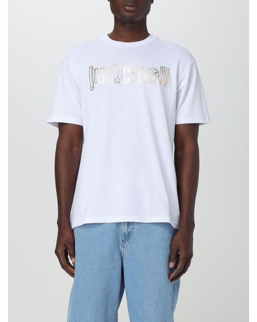 T-shirt con logo di Just Cavalli in White da Uomo