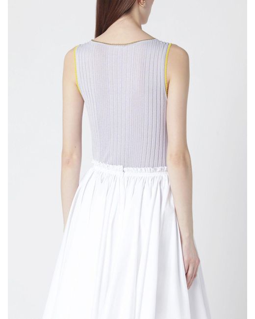 Roberto Collina White Viscose Knit Top