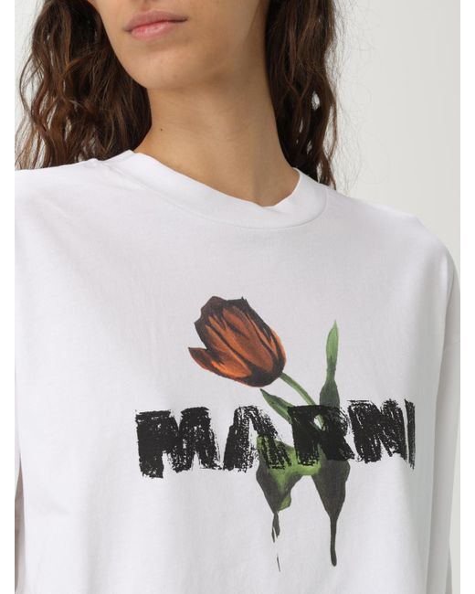 Marni White Graphic Print Tee