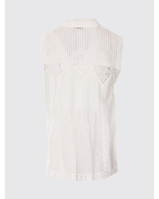 Twinset White Cotton And Silk Sleeveless Top