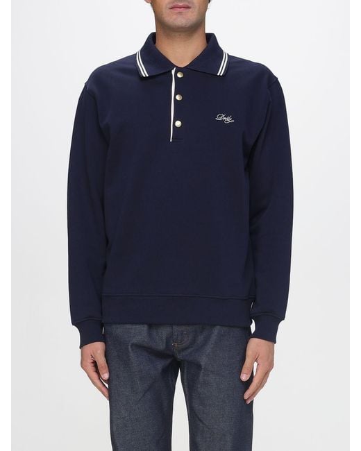 Drole de Monsieur Blue Cotton Polo Shirt With Logo for men