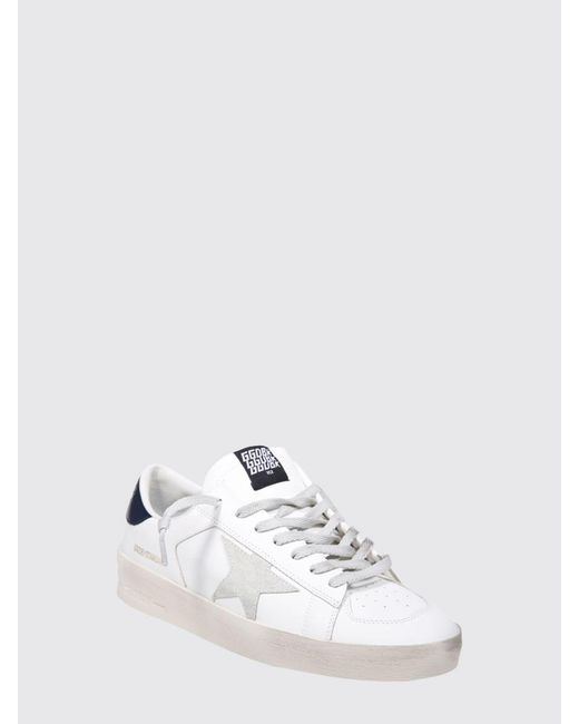Golden Goose Deluxe Brand White Stardan Calfskin Leather Sneakers With Contrast Logo for men