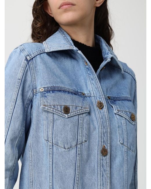 Balmain Blue Crop Denim Jacket