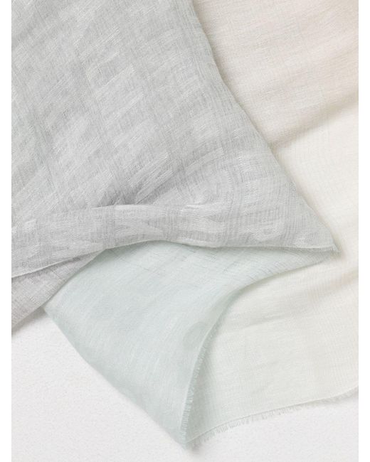 Sciarpa in misto cotone con logo jacquard di Emporio Armani in White