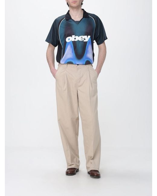 Obey Natural Rayon Blend Wide Leg Trousers for men
