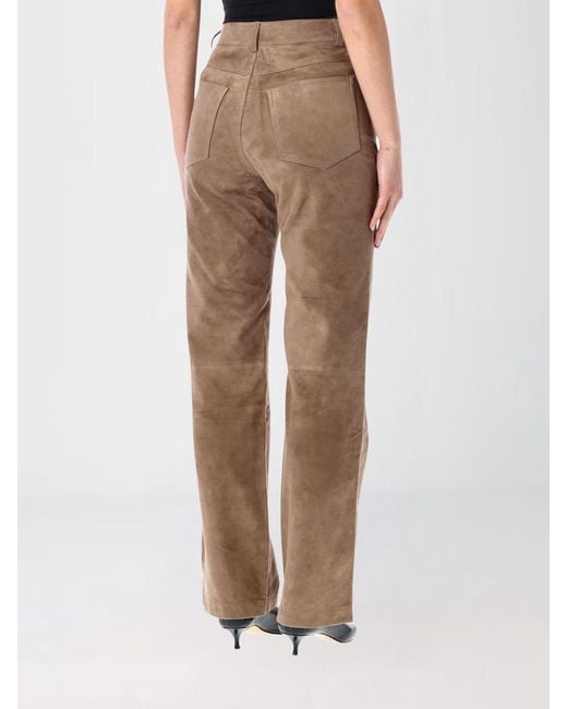 ROTATE BIRGER CHRISTENSEN Natural Suede Straight Trousers