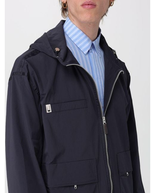 Carrera Blue Nylon Windbreaker Jacket With Hood And Multiple Pockets for men