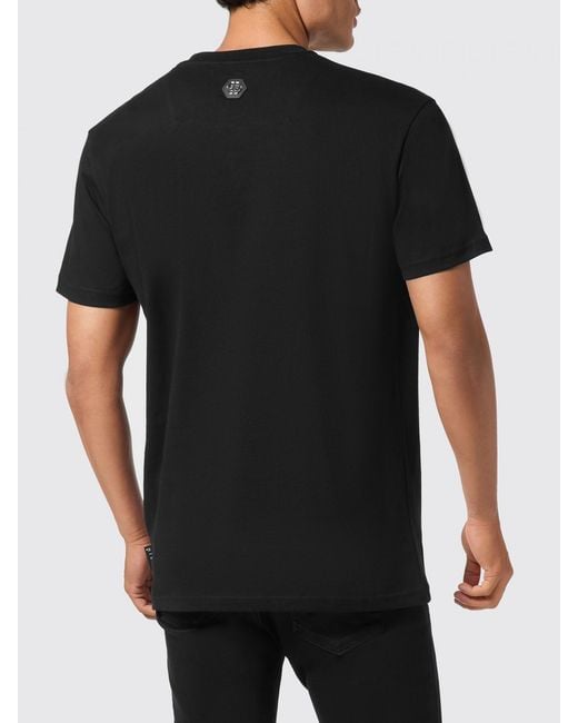 Philipp Plein Black Printed Cotton T-Shirt for men