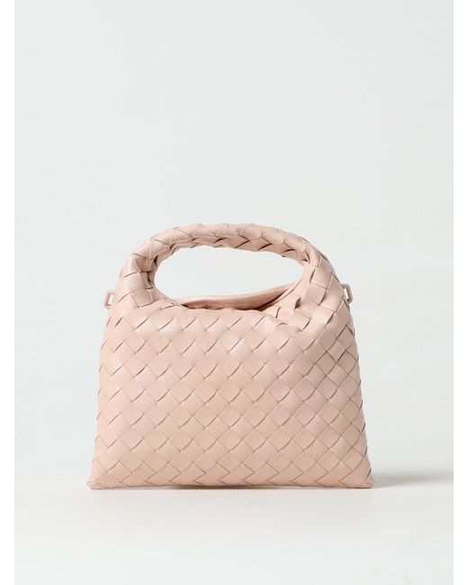 Bottega Veneta Pink Hop Bag In Woven Leather