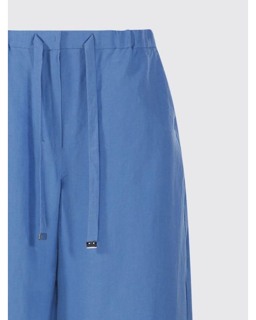 Max Mara Blue Wide Linen Trousers