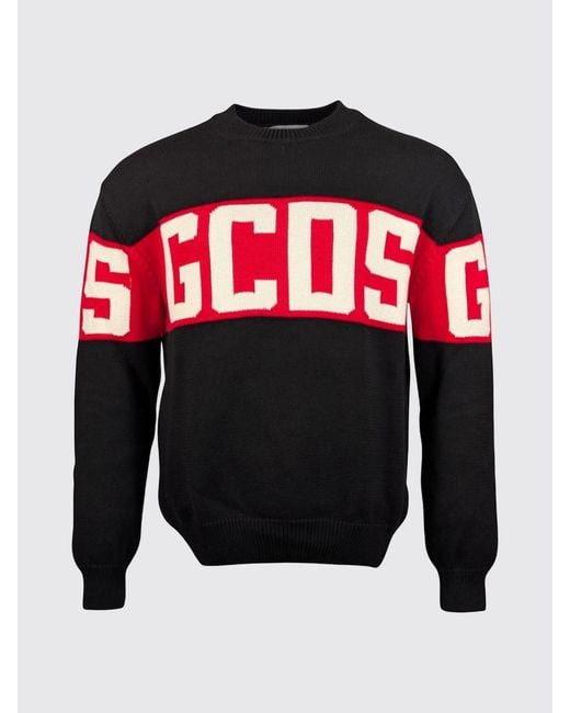 Gcds Red Cotton Logo Knit Sweater for men