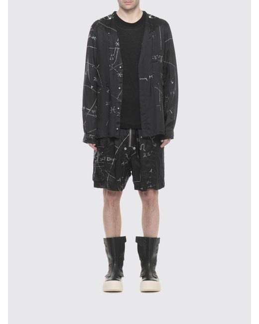 Rick Owens Black Printed Viscose Blend Cargo Shorts for men