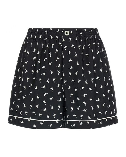 Moschino Couture Black Printed Silk Shorts