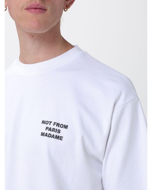 Drole de Monsieur White Cotton T-Shirt With Slogan for men