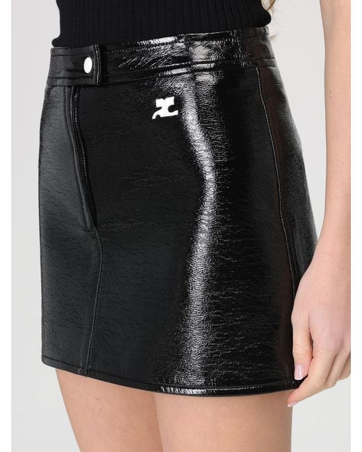 Courreges Black CourrÈ Ges Patent Leather Mini Skirt