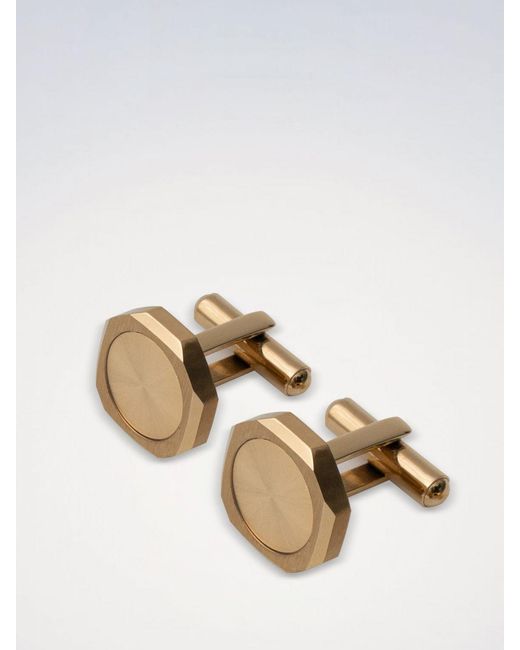 D1 Milano Natural Chrome-Plated Steel Cufflinks With Rounded Shape And Engraved Logo for men