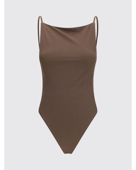 Jacquemus Brown One-Piece Swimsuit With A Square-Cut Open Back And Thin Straps