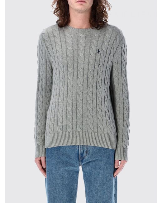 Polo Ralph Lauren Gray Classic Fit Long Sleeve Crewneck Pullover Sweater For Comfortable Daily Wear for men