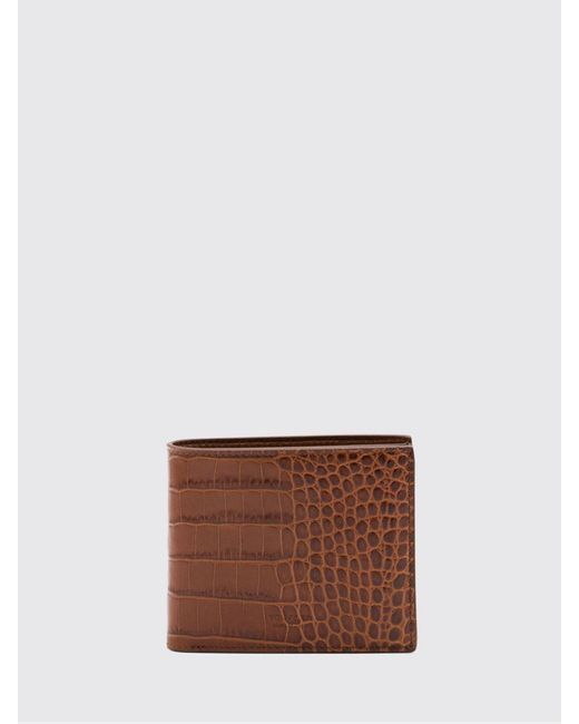 Tom Ford Brown Croc-Print Leather Wallet for men