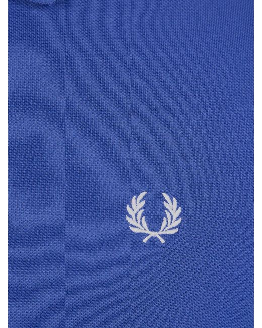 Fred Perry Blue Cotton Polo Shirt With Logo for men