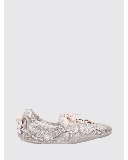 Acne Natural Cracked Leather Ballerinas