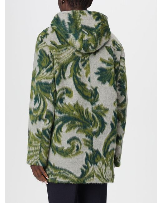 Etro Green Hooded Jacquard Wool-Blend Jacket