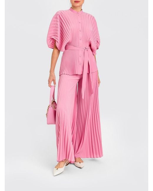 Twinset Pink Pleated Crêpe Shirt