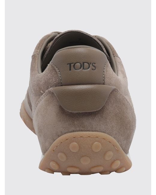 Tod's Brown Suede Calfskin Low-Top Sneakers With Gommini Sole for men