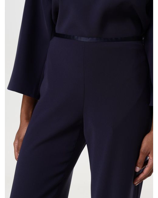 Emporio Armani Blue Wide Leg Crepe Pants